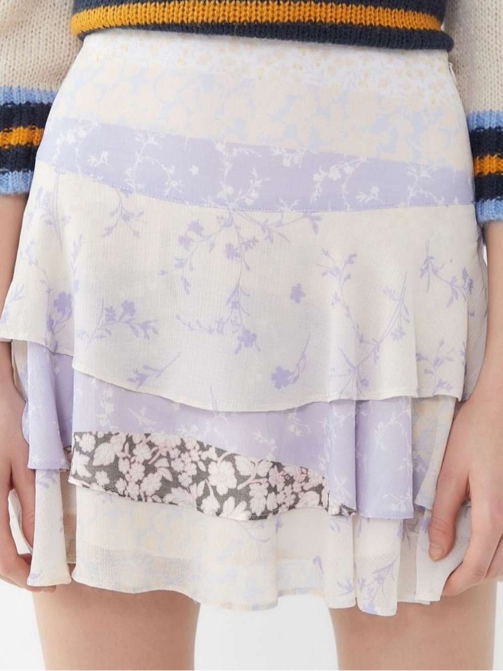 Urban Outfitters Cream Floral Skirt